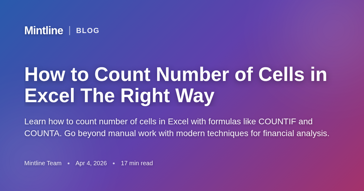 How to Count Number of Cells in Excel The Right Way - Mintline Blog